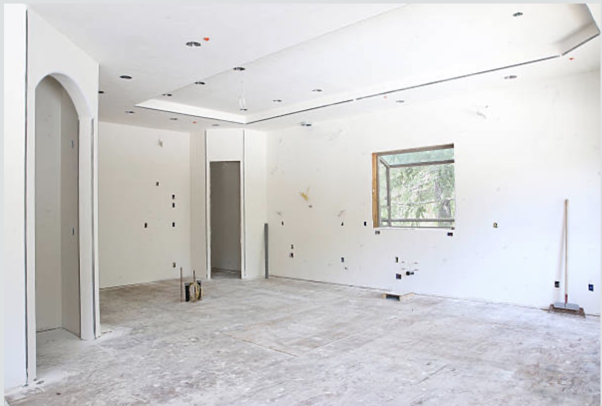 Drywall installation in progress on a Portland, Oregon residential project