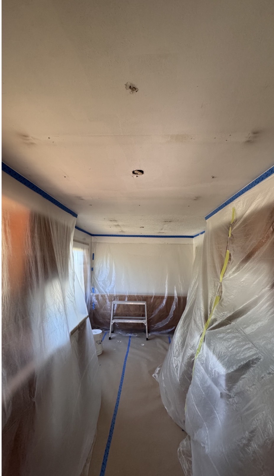 Kitchen ceiling repair and drywall finishing before and after by Aesthetic Construction. Before.